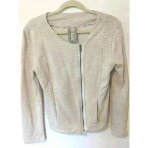 Anthropologie Dolan Knit Beige Moto Asymmetrical Zip Jacket Size Medium